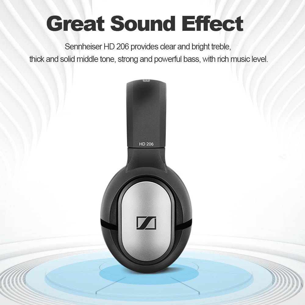 Sennheiser HD206 3.5mm Wired Headphones Noise Isolation Earphones Sport Gaming Headset Stereo Deep Bass for iPhone/Samsung PC