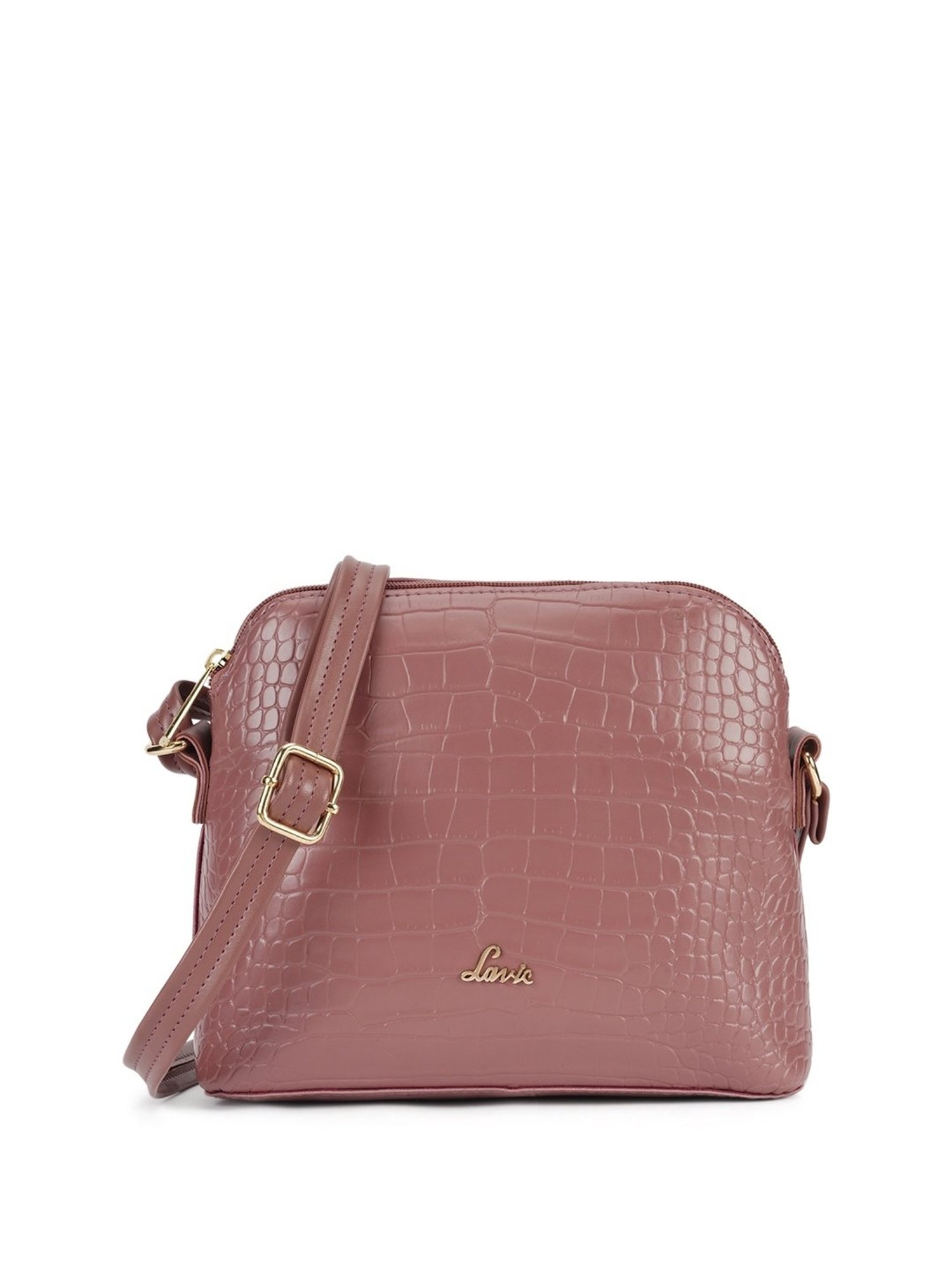 Lavie Miami Pink Synthetic Textured Sling Handbag