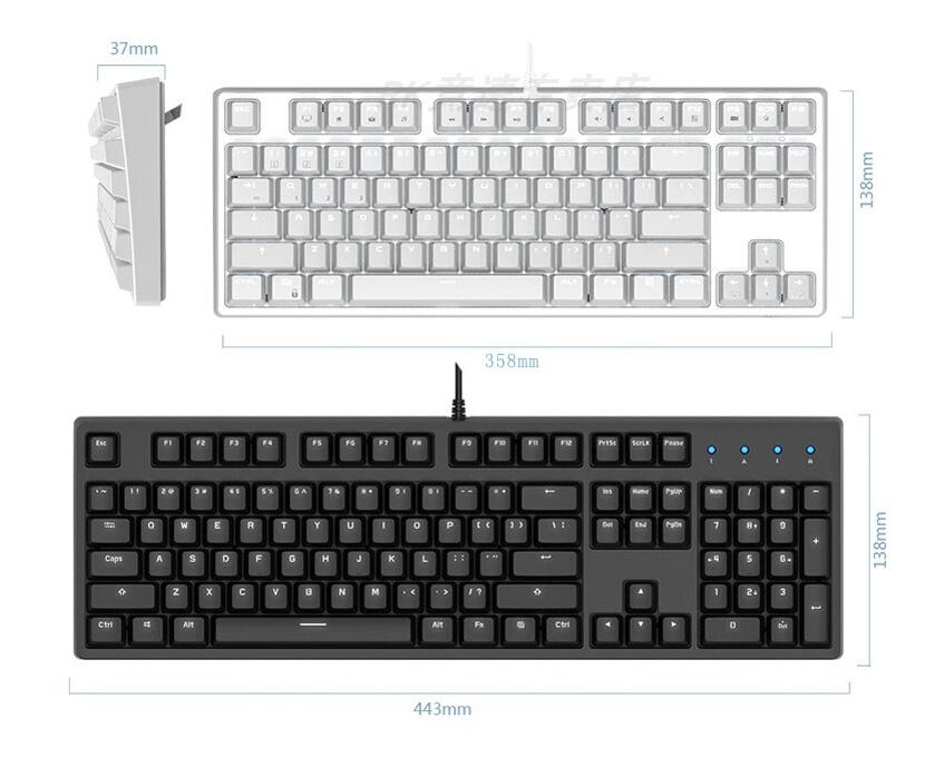 Royal Kludge RK987  N-key Rollover Ergonomic Design,Cool Exterior USB Wired PBT Keycaps White Backlit Keyboard for Gaming and Office - Black( RK Black Switch)