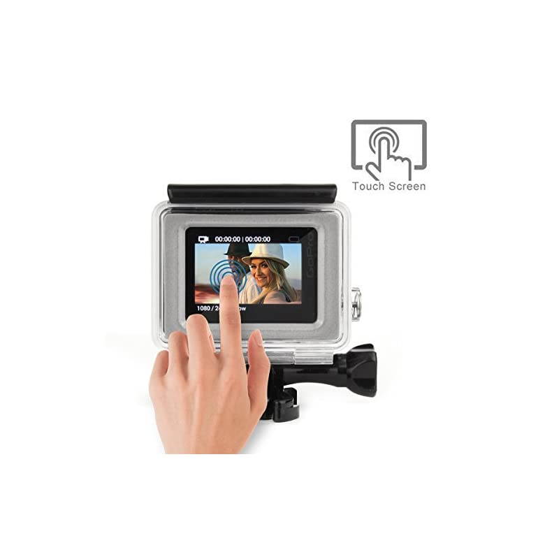Open Protective Skeleton Housing Case with LCD Touch Backdoor for GoPro Hero 4 GoPro Hero 3 and GoPro Hero 3+ Transparent Clear