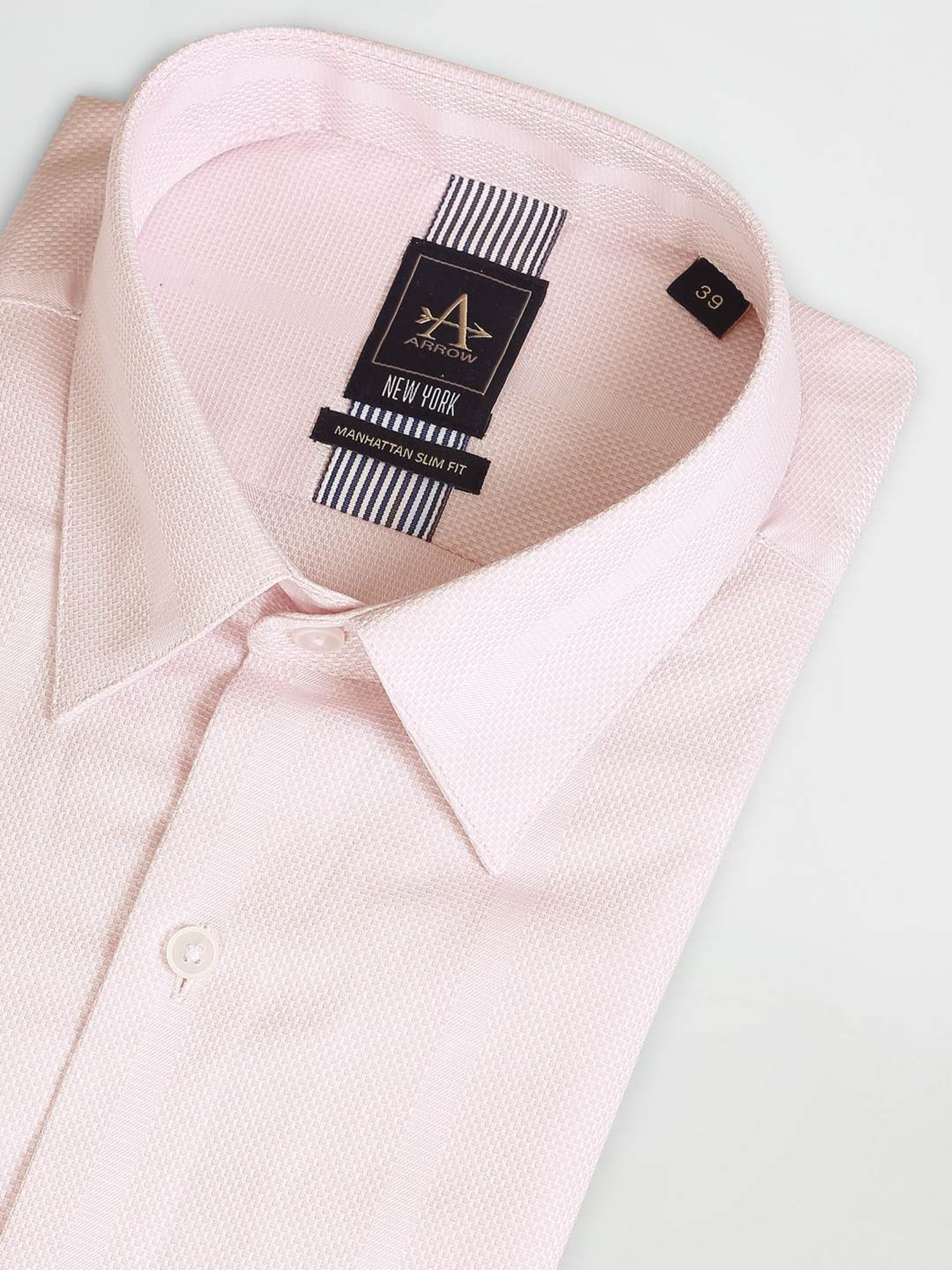 Arrow Newyork Pink Cotton Slim Fit Texture Shirt