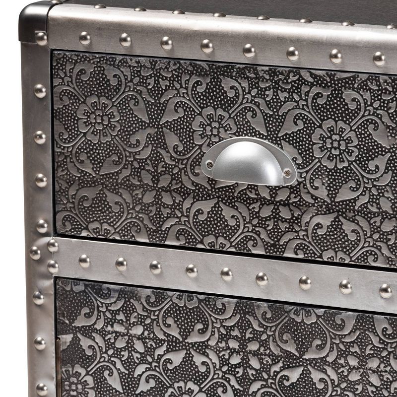 Cosette Metal Floral Accent Cabinet Silver - Baxton Studio