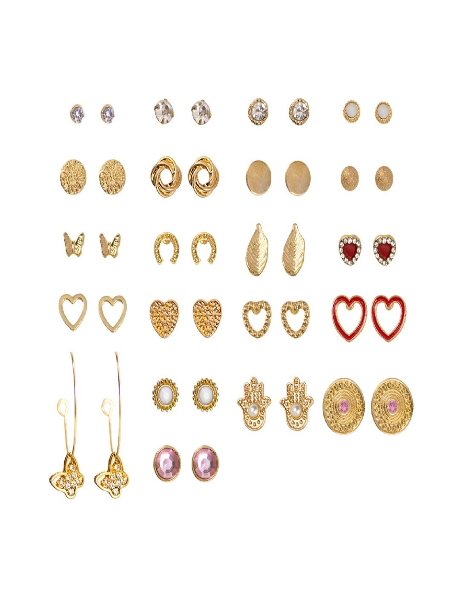 Jewelz Fashion Silver Plated Hoop & Studs Earring Set Pack of 21