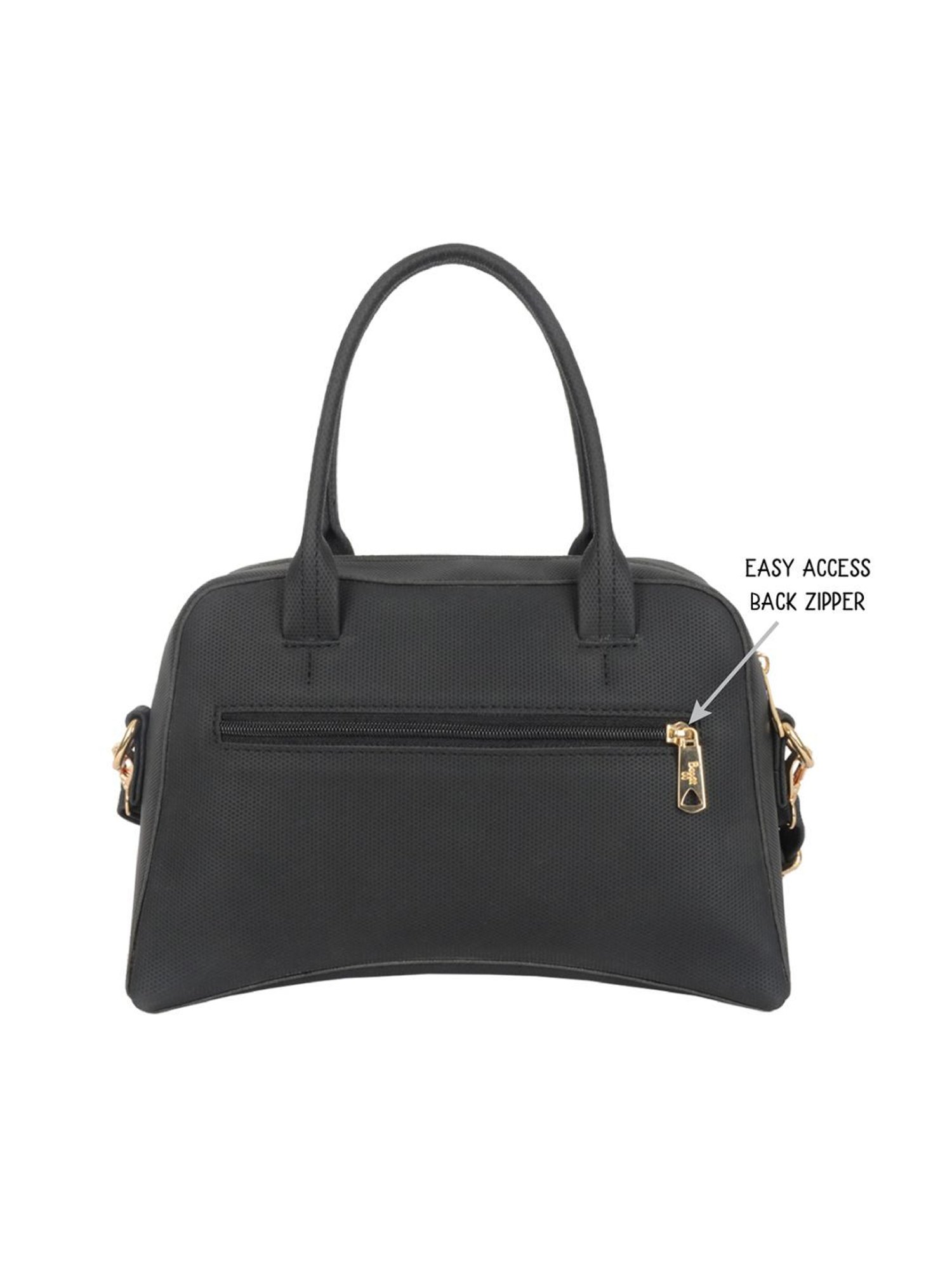 Baggit Bodwin Embry Black PU Textured Handbag