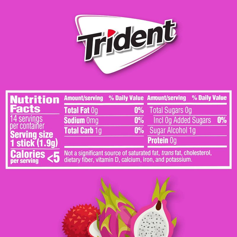 Trident Dragon Fruit Lychee Sugar Free Gum - 14ct