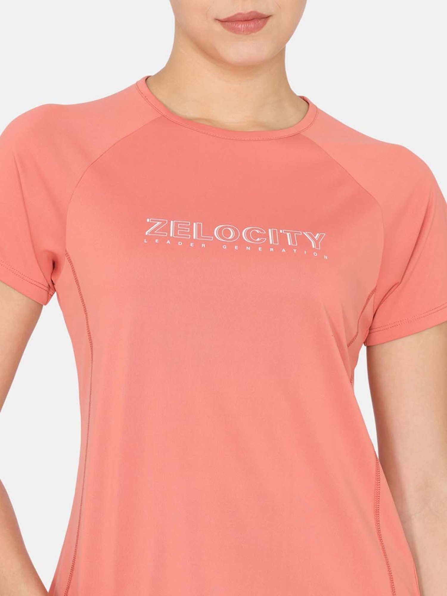 Zelocity by Zivame Peach Printed Sports T-Shirt