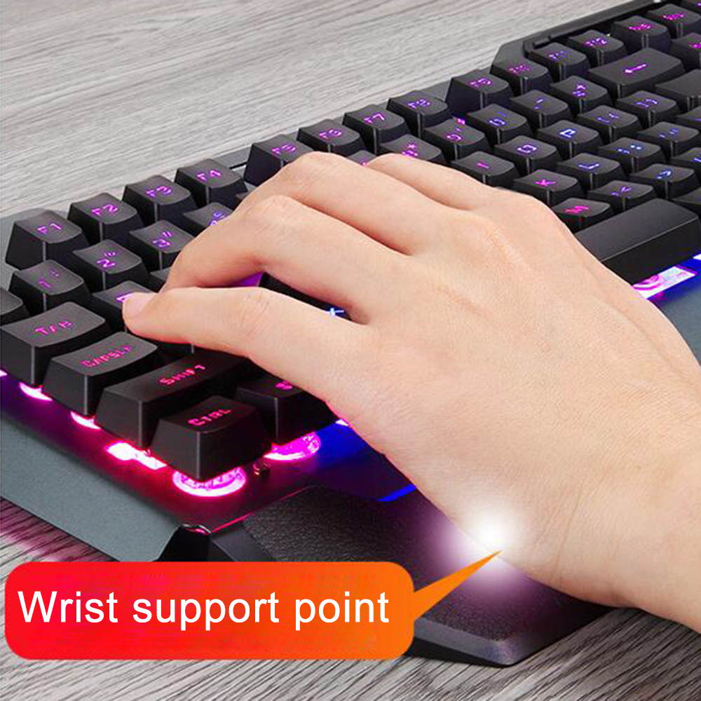 Wireless Gaming Keyboard and Mouse with Rainbow Backlit Rechargeable Metal Panel Mechanical Feel Keyboard and Gaming Mouse for Gamer Laptop PC,Black