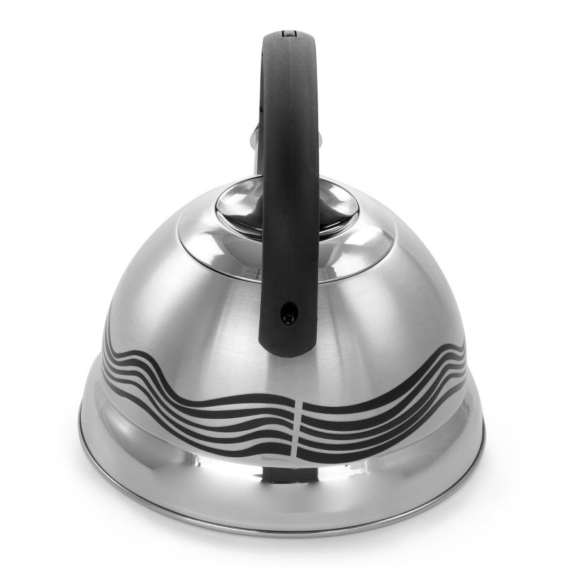 Mr. Coffee Cagliari 1.75 Quart Stainless Steel Whistling Tea Kettle with Color Changing Exterior