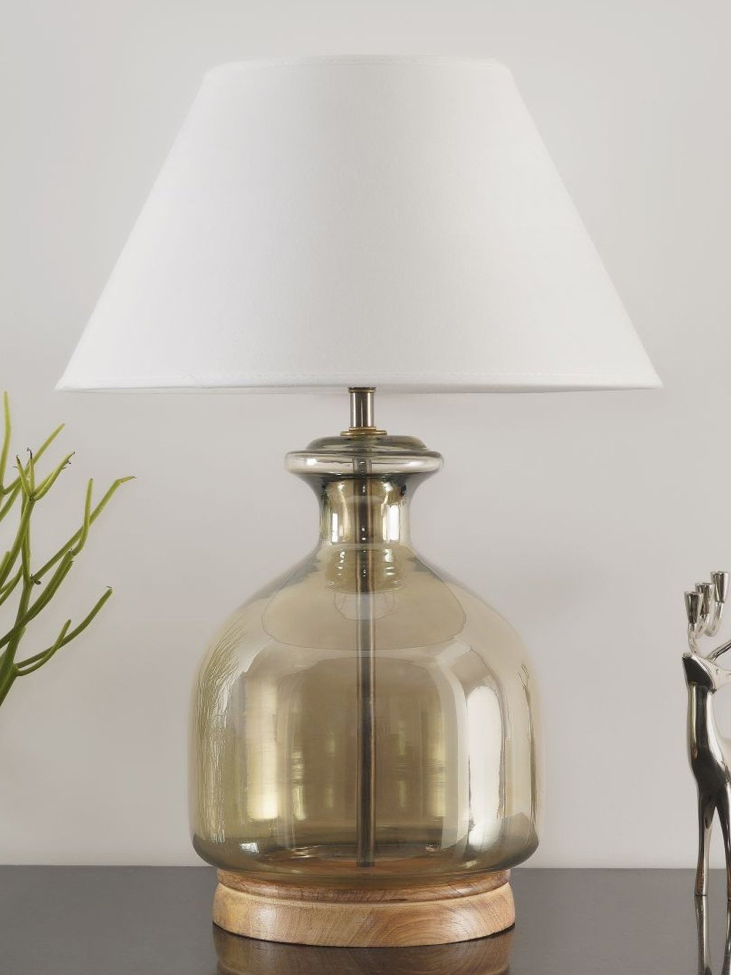 Kapoor Lamp Shades Smoke & White Glass Alper Luster Table Lamp