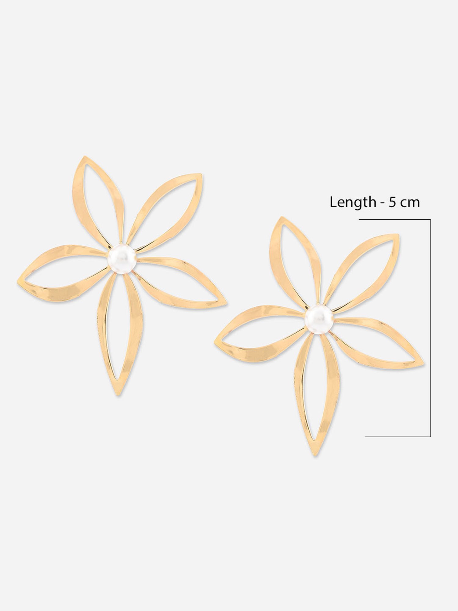 ToniQ Pearl Gold-Plated Floral Stud Earrings for Women