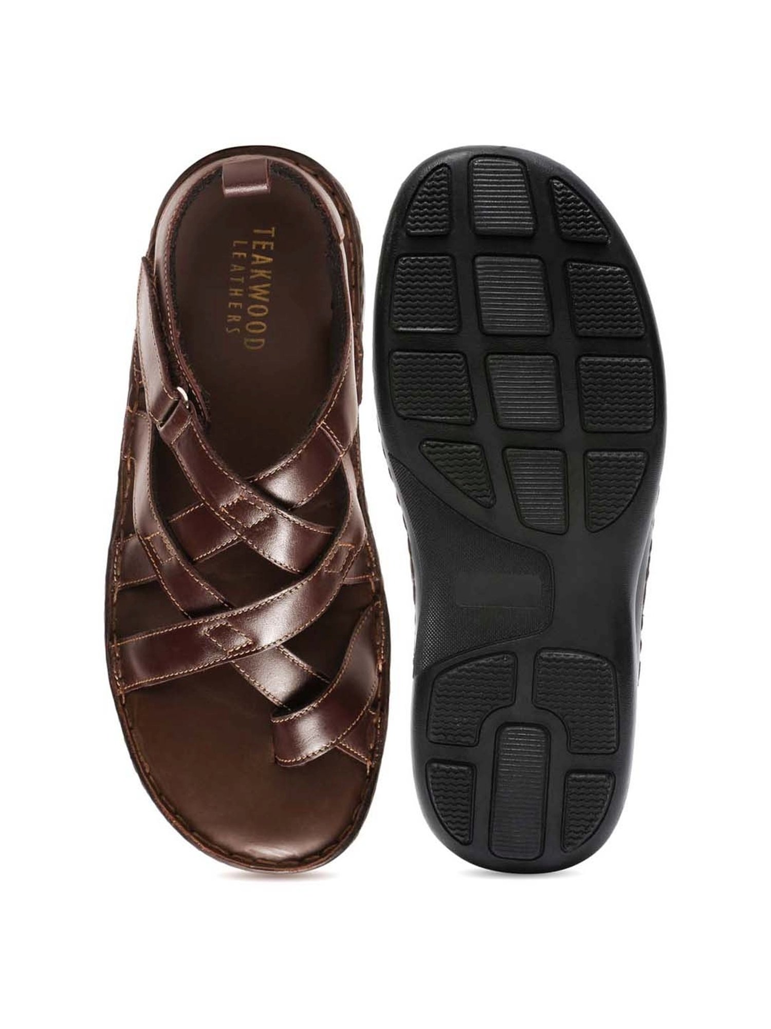 Teakwood Leathers Men's Brown Toe Ring Sandals