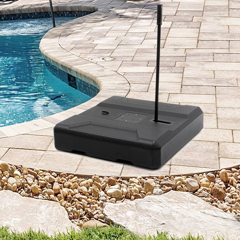 58.4lbs Patio Heavy Duty Fillable Cantilever Offset Umbrella Base Stand with Wheels and Drag Rod Black - Crestlive Products