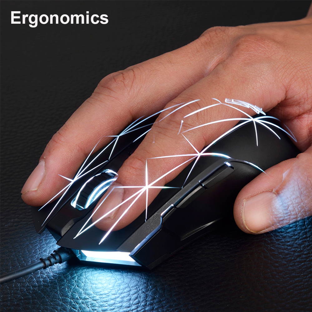 UrChoiceLtd&reg;USB Wired Mouse RGB Optical Ergonomics 7-Key 2400DPI Crack Athletics Gaming Mouse Laptop PC Computer Mouse