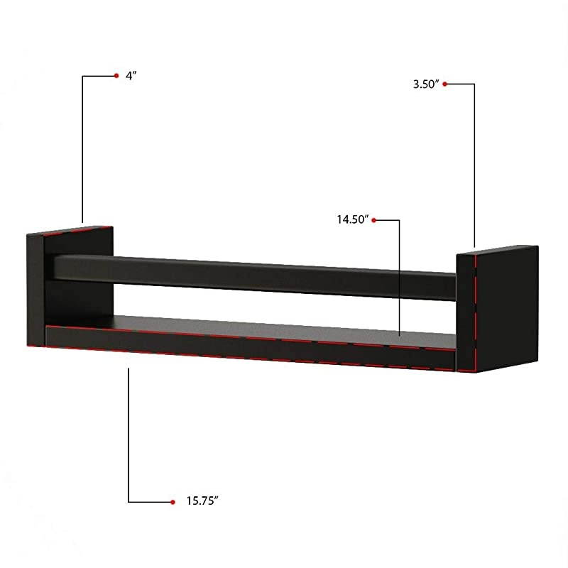 Utah Set of 2 Multiuse Wood Kitchen Wall Shelf Black Spice Rack Also Good For Nursery Wall Shelf