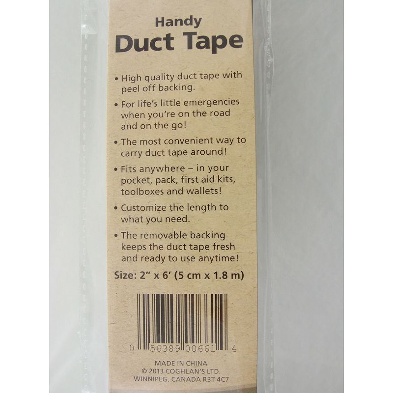 Coghlan's Handy Duct Tape 6' Convenient Pocket Size w/ Peel-Off Back Quick Fix