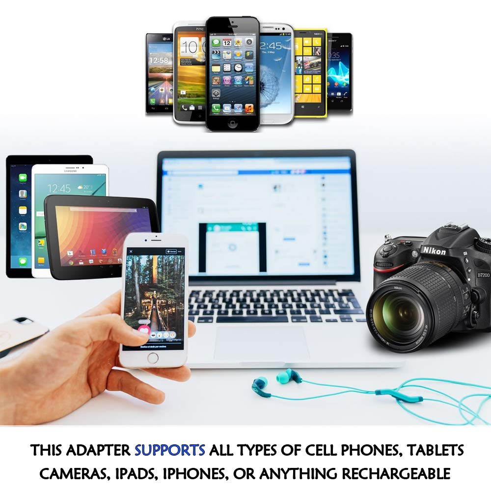 Ceptics European Travel Adapter Set - 2 In 1 USA to Europe, Germany, England, Spain, Italy, Iceland, France, (Type G, E/F, Type C) - 3 Pack, Safe Grounded Perfect for Cell Phones, Laptops (CT-EU-SET)