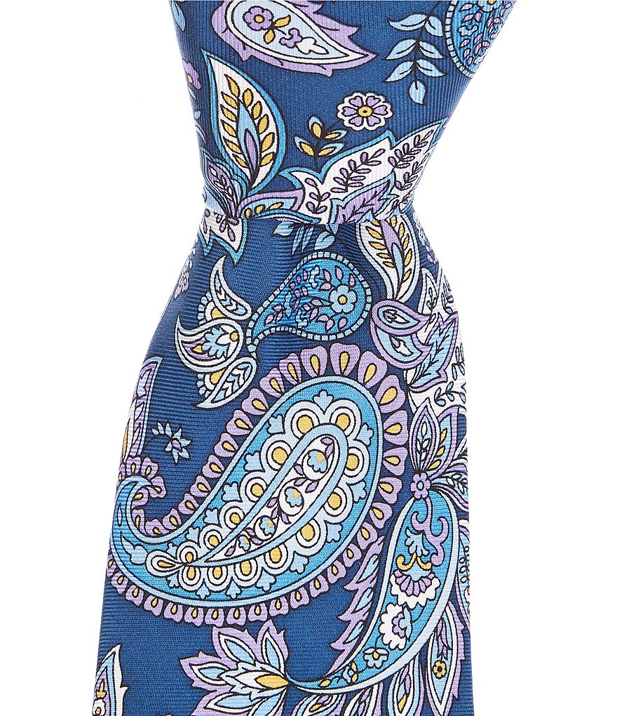 Roundtree & Yorke Trademark Floral Paisley Print Narrow 3 1/8#double; Silk Tie