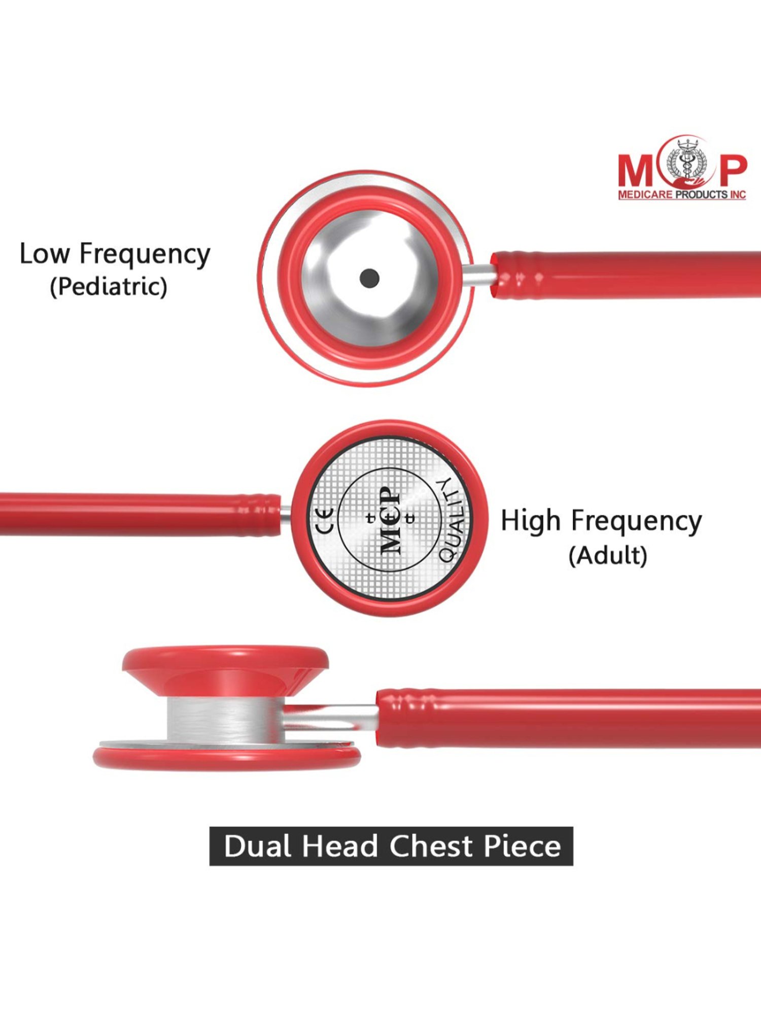 MCP Adult Dual Head Stethoscope (Red)