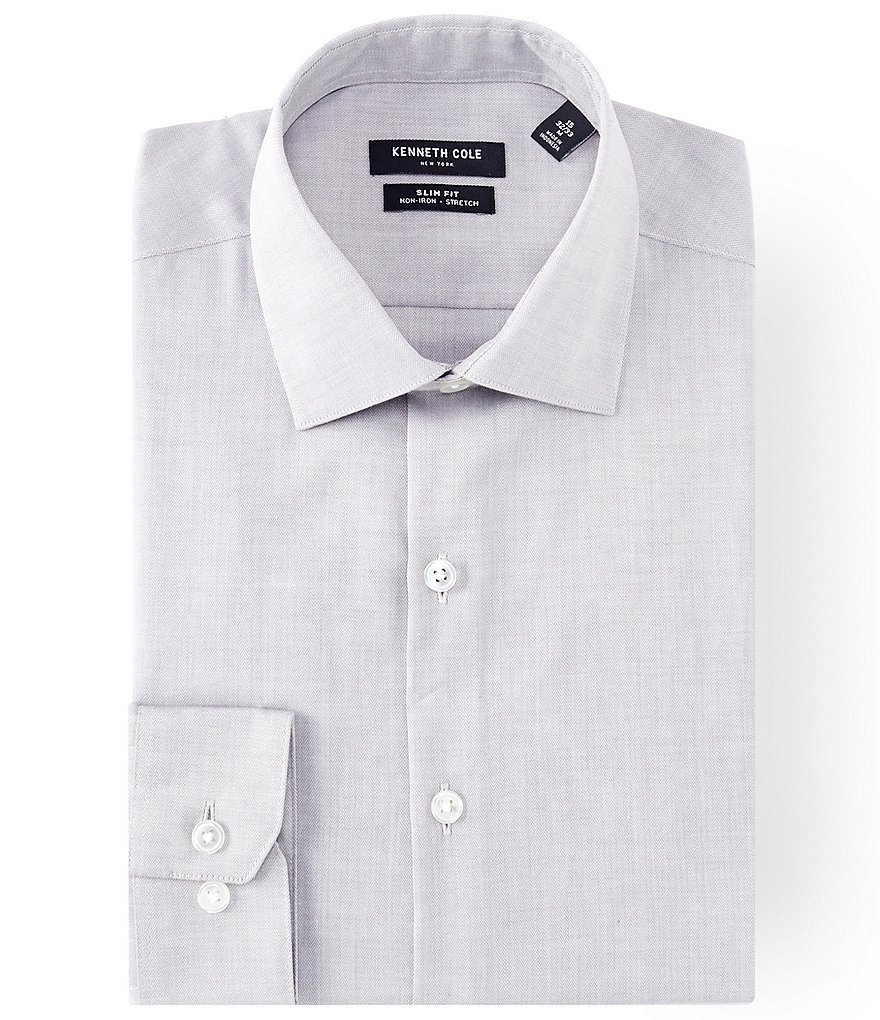 Kenneth Cole New York Non-Iron Slim Fit Spread Collar Solid Dress Shirt