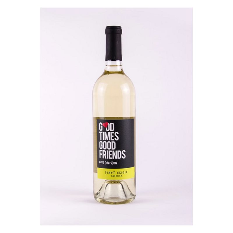 Love Cork Screw Good Times Good Friends Pinot Grigio White Wine - 750ml Bottle