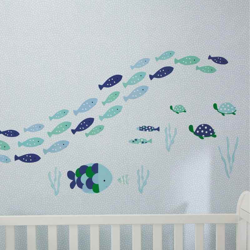 Lambs & Ivy Oceania Aqua/Blue Aquatic Fish Wall Decals/Stickers