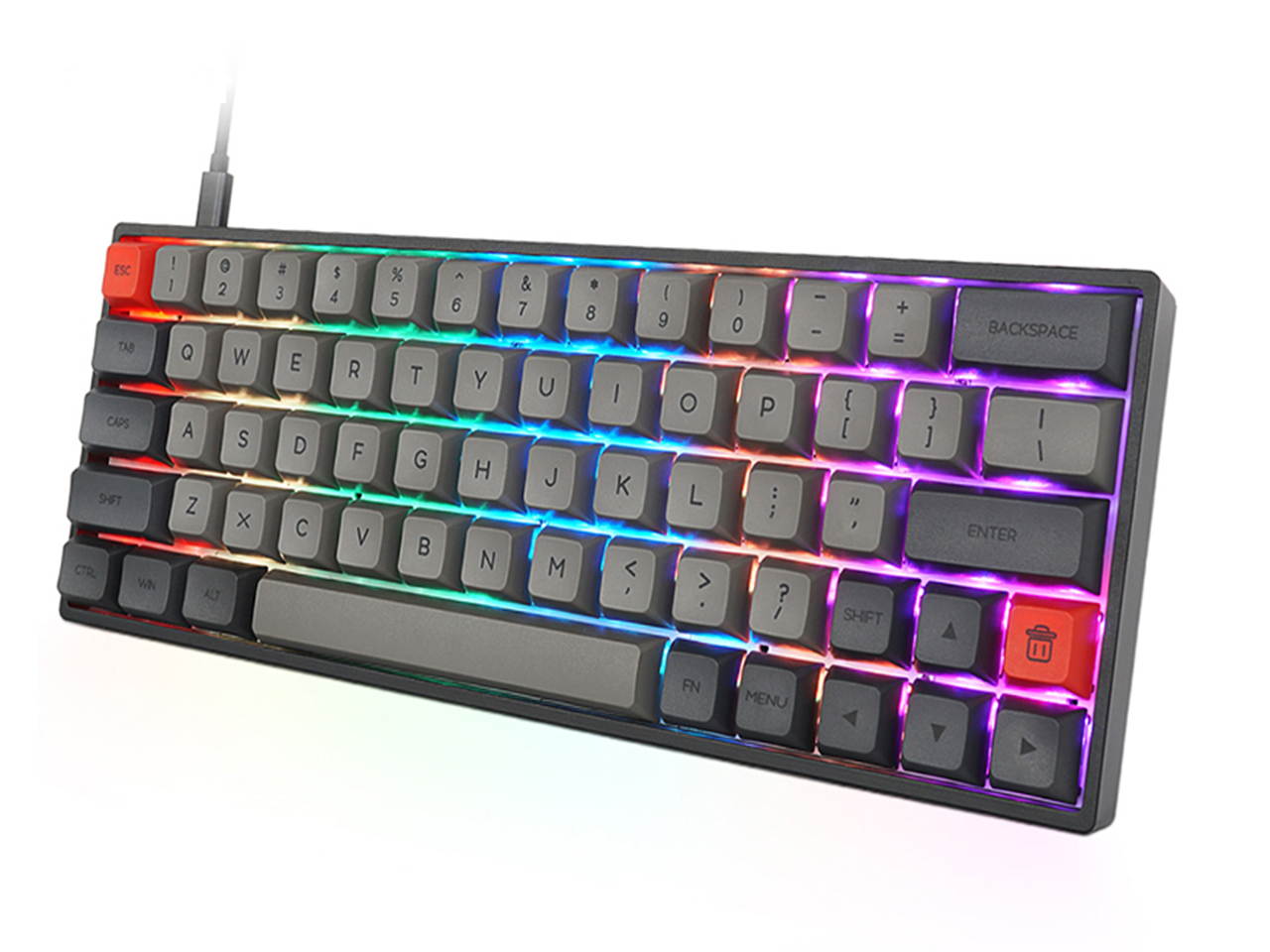 SK64 64 Keys Wired Mechanical Keyboard Gaming Keyboard with RGB Backlit, PBT Keycaps, Arrow Keys, IP6X Dustproof Waterproof Hot Swappable for Win/Mac/Gaming(Mechanical Optical Axis:Brown/Red )