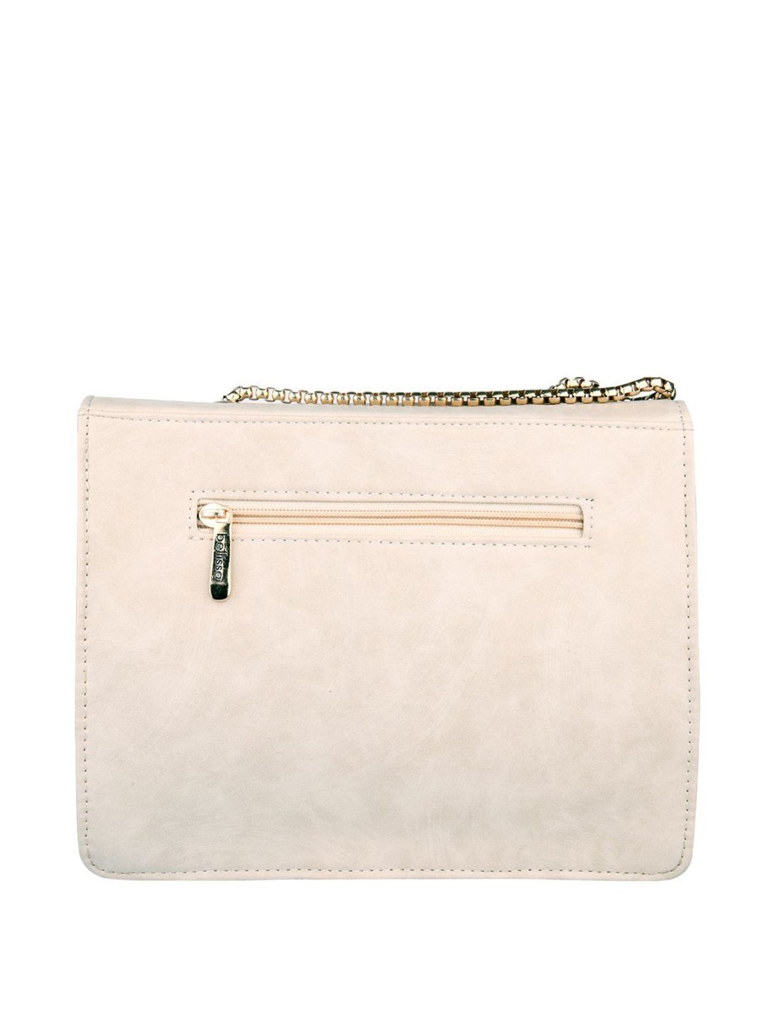 Bellissa Cream Solid Medium Sling Handbag
