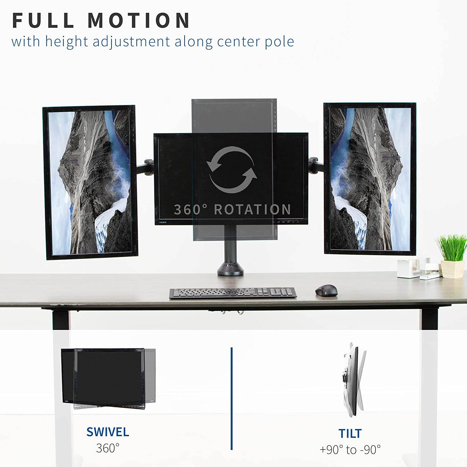 VIVO Triple Computer Monitor Desk Mount Stand Heavy Duty Fully Adjustable - fits Three (3) Screens upto 32" (STAND-V103)