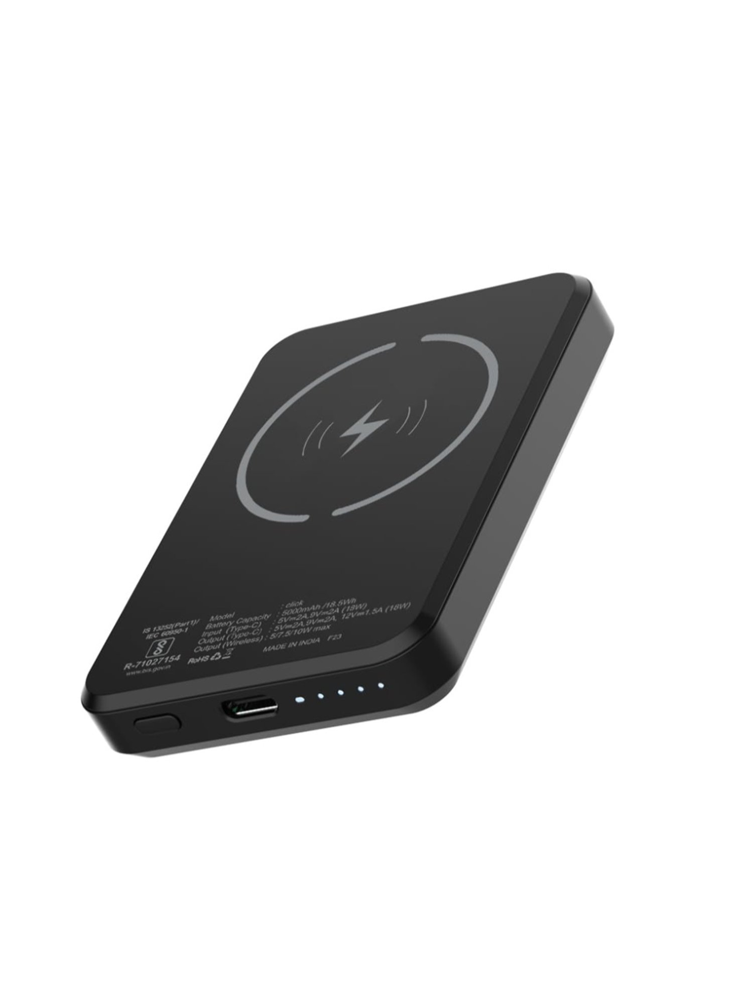 Stuffcool Click 5000mAh Magnetic Wireless Powerbank with 18W PD Type C Port (Matte Black)