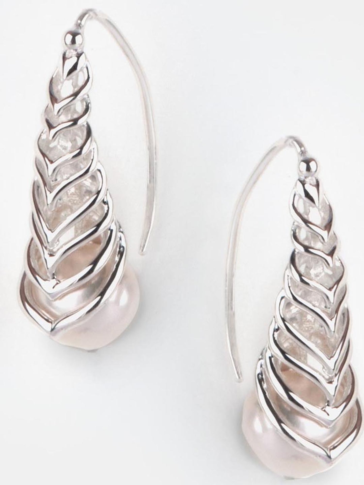 Shaya 92.5 Sterling Silver Swirl with Pearls Earrings for Women