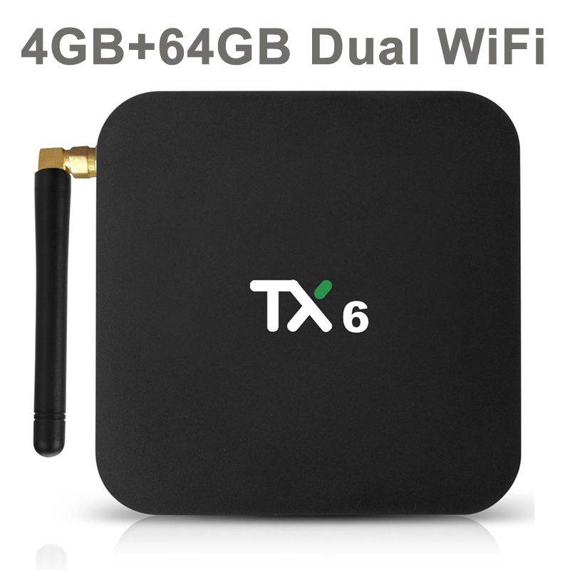 TX6 Android 9.0 TV Box 4K HDR Ultra-HD Video 4GB RAM 64GB ROM Set-top Box 2.4G/5G Dual WiFi USB 3.0