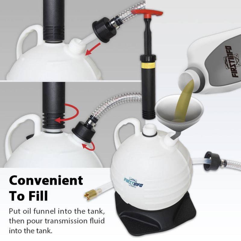 FIRSTINFO 6 Liter Manual ATF Refill System Dispenser Automatic Transmission Fluid Oil and Liquid Refill Pump Kit w/ 20-Piece ATF Filler Adapters