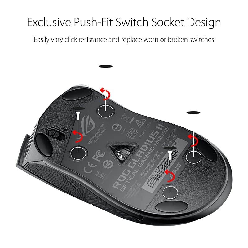 Optical Gaming Mouse ROG Gladius II Origin Call of Duty Black Ops 4 Edition | Ergonomic Righthanded PC Gaming Mouse for FPS Games | 12000 DPI Optical Sensor | Aura Sync RGB Armoury II