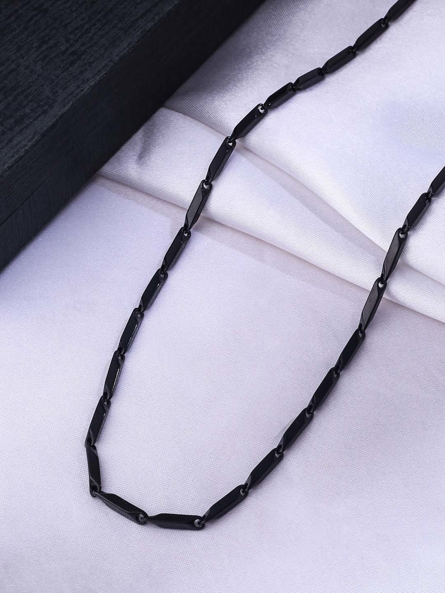 NVR Black -Toned Stainless Steel Rhodium Plated Chain for Men