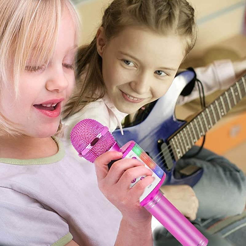 Karaoke Microphone Bluetooth for Adults and KidsPortable Microphone with Led LightsMost Popular Toys Birthday Gifts for for 4 5 6 7 8 9 10 Year Old Girls Boys