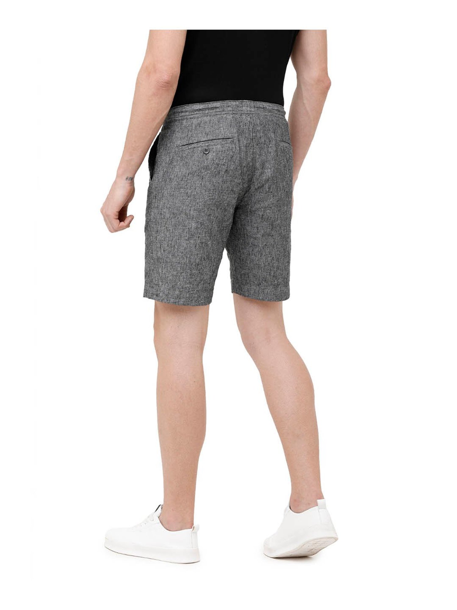 Cavallo By Linen Club Black Textured Shorts