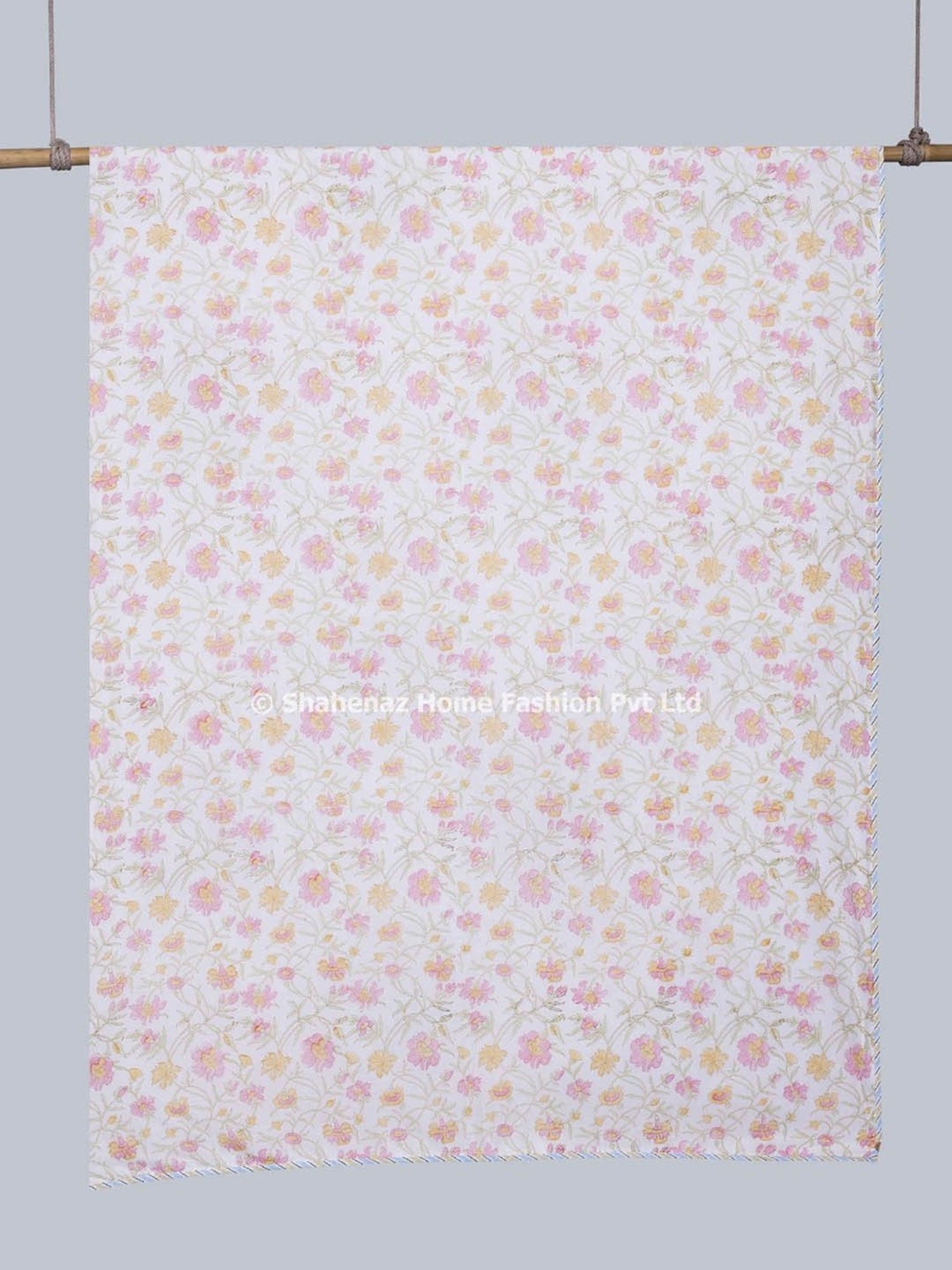 Shahenaz Angarika Phool Floral Mustard Cotton Single Reversible Dohar