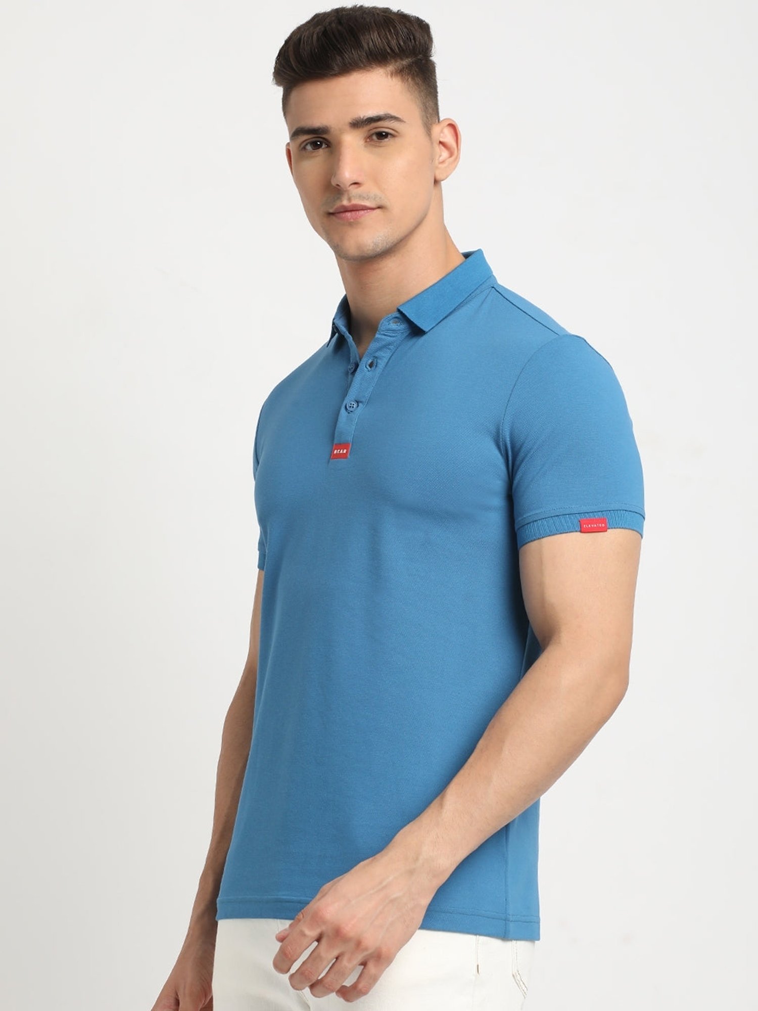 The Bear House Blue Slim Fit Polo T-Shirt