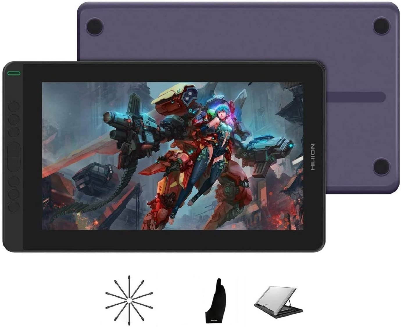 2020 HUION KAMVAS 13 Android Support Graphics Drawing Tablet Monitor with Full Laminated Screen Battery-Free Stylus 8192 Pressure Sensitivity Tilt 8 Express Keys Adjustable Stand -13.3inch, Purple
