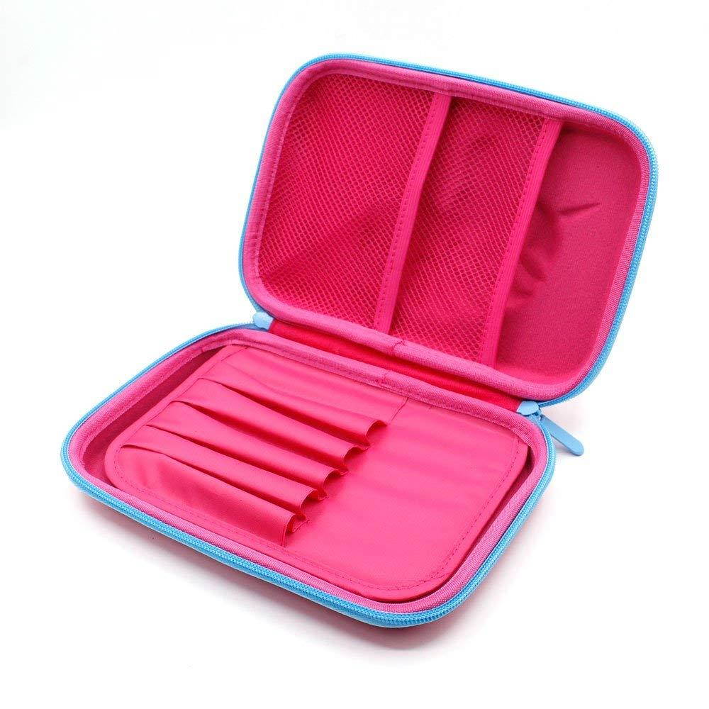 Cute Unicorn Embossed Hardtop Pencil Case - Kids Large Colored Pen Holder Box with Compartments - Girls Cosmetic Pouch Bag Stationery Organizer (Hot Pink)