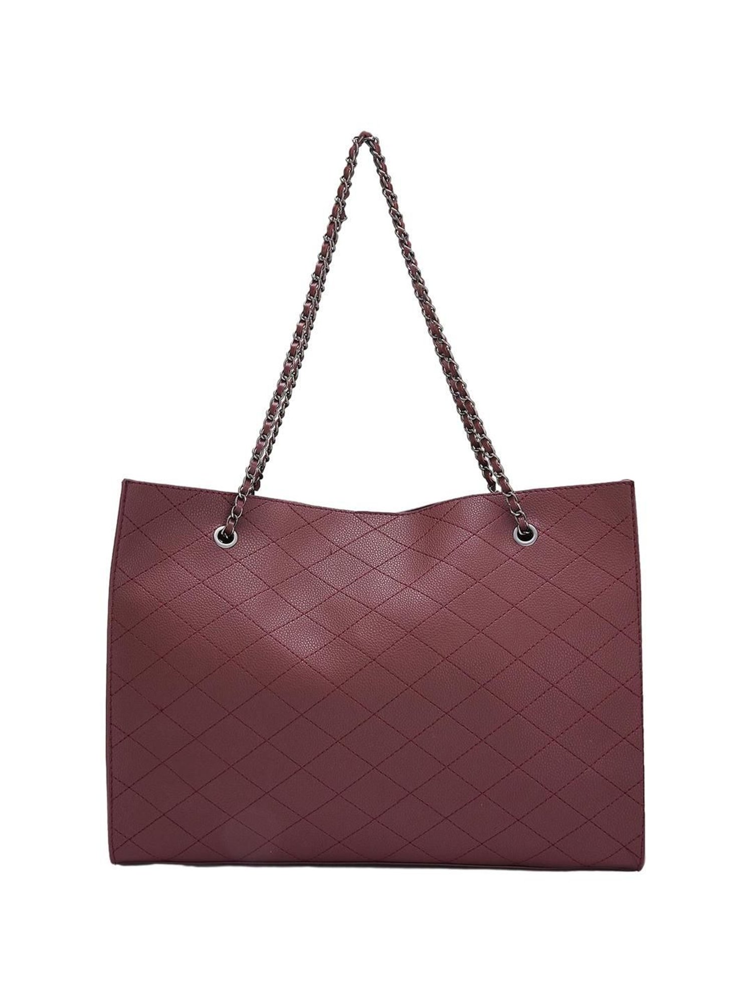 Globus Maroon Textured Medium Tote Handbag