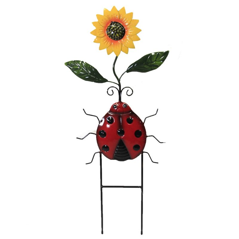 Home & Garden 23.0" Lady Bug W/Sunflower Stake Yard Decor Metal Direct Designs International  -  Decorative Garden Stakes