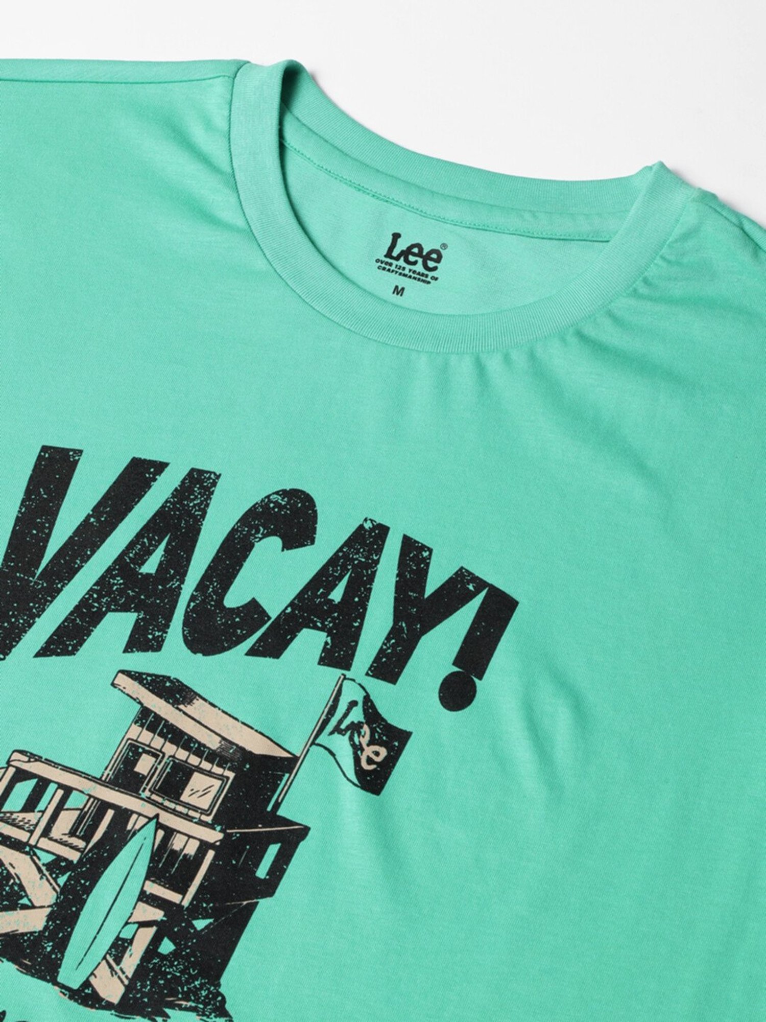 Lee Mint Green Slim Fit Graphic Print Crew T-Shirt