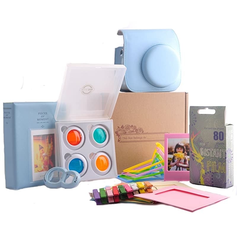 7-in-1 Accessories Bundle Set for Instax Mini 9 8 8+ Instant Film Camera - Blue