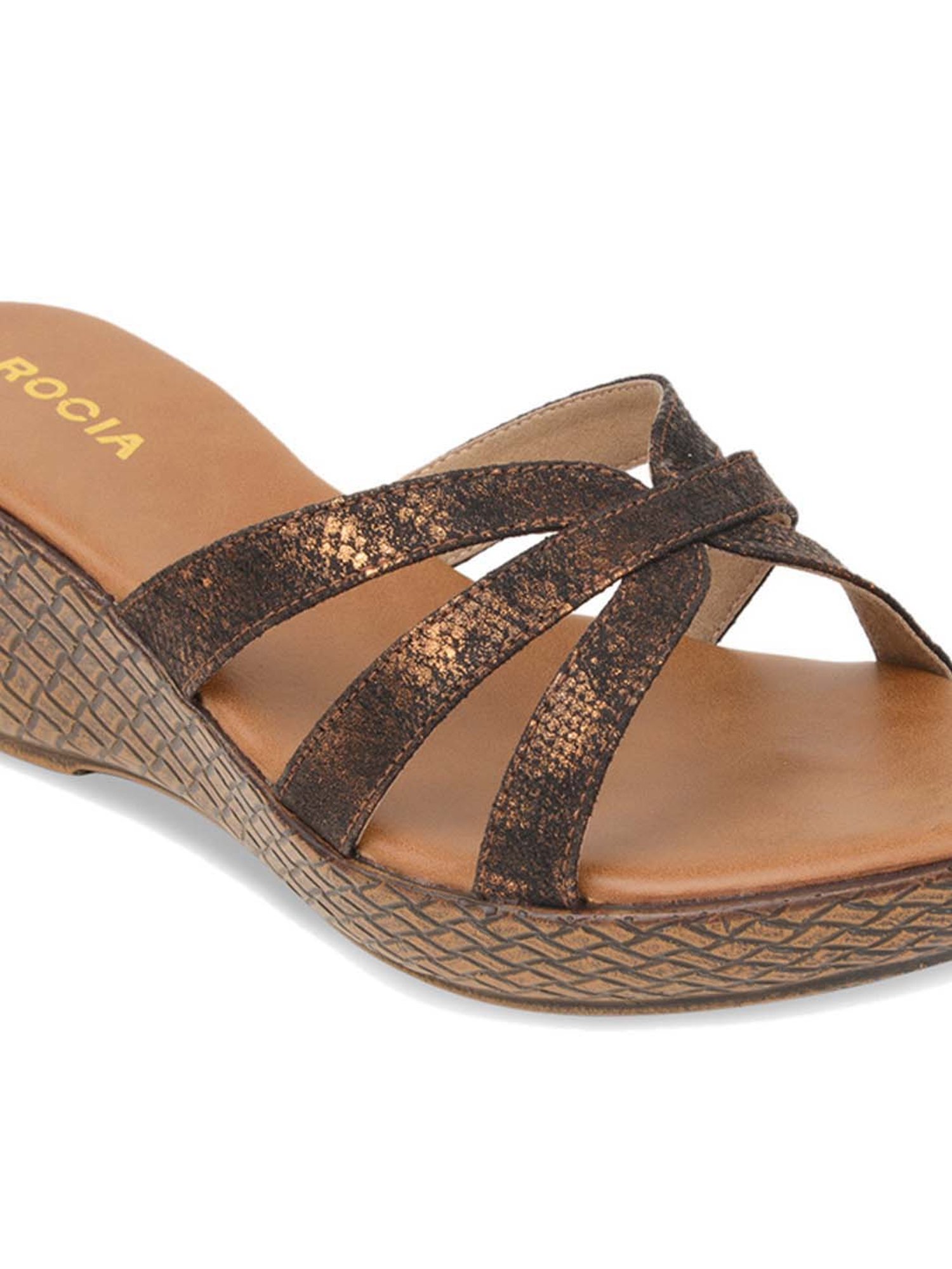 Rocia by Regal Women's Antique Gold Casual Wedges