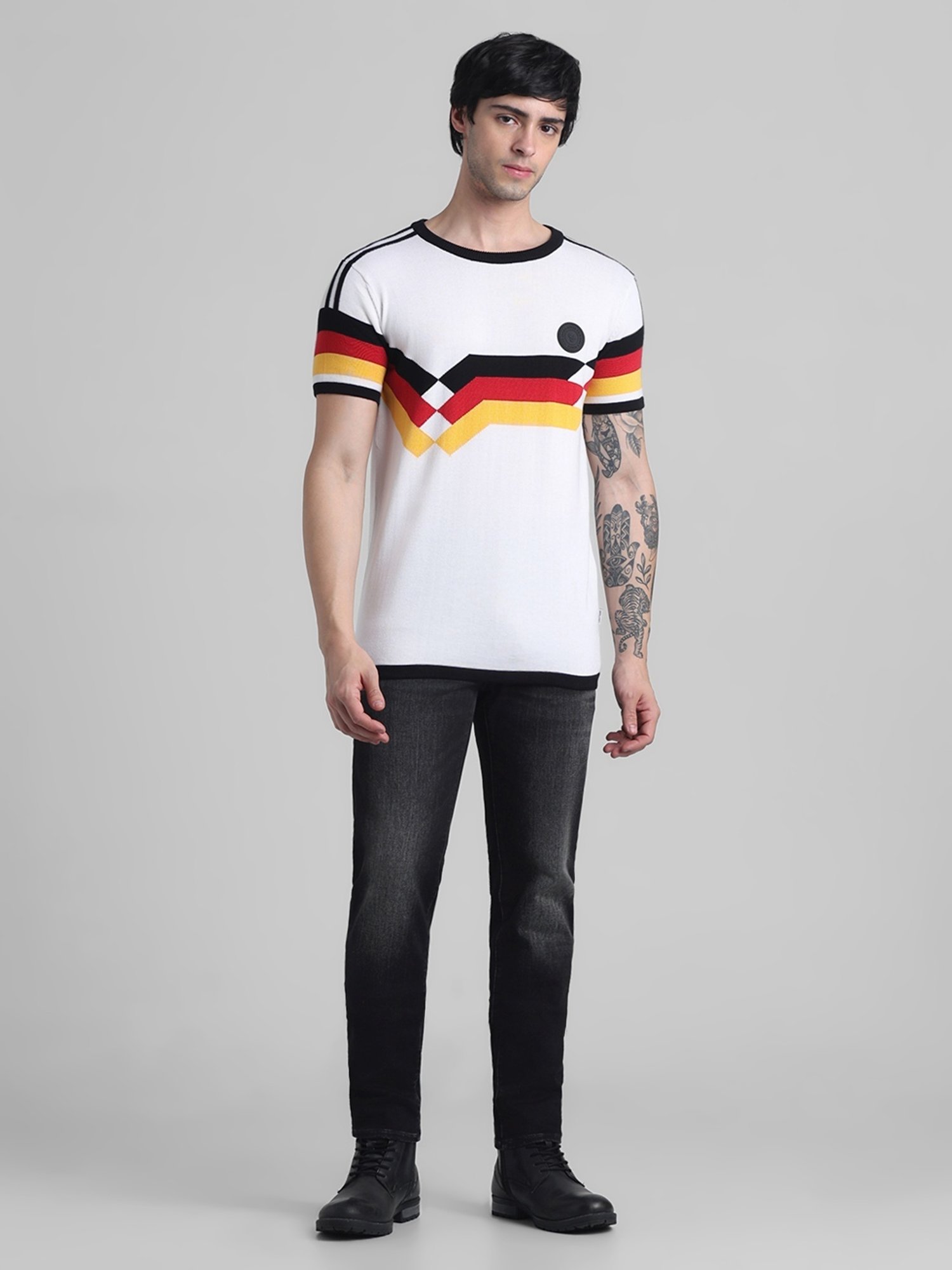 Duke Wine Self Striped Sweater