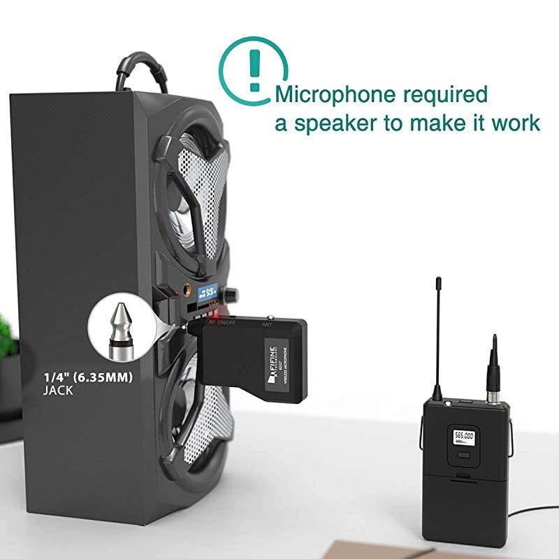 Wireless Microphone System Wireless Microphone set with Headset and Lavalier Lapel Mics Beltpack Transmitter and ReceiverIdeal for Teaching Preaching and Public Speaking ApplicationsK037B