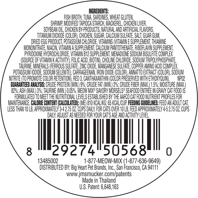 Meow Mix Savory Morsels with Ocean Whitefish & Tuna In Gravy Wet Cat Food - 2.75oz