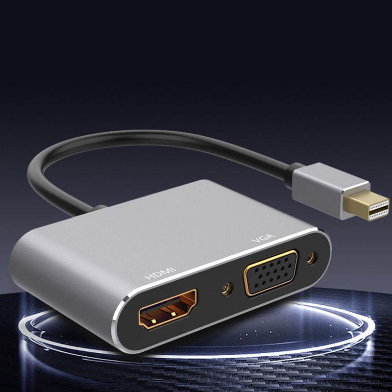 AABB-2 in 1 Mini Displayport DP To HDMI VGA Adapter Cable 4K 1080P Mini DP Converter