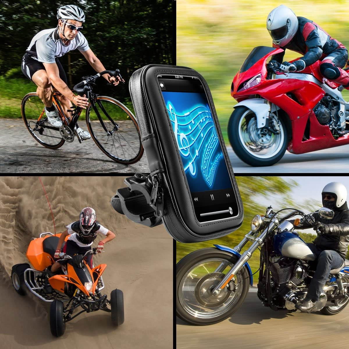 USA Gear Motorcycle GPS Bike Phone Mount with Handlebar Waterproof Touch Case with 360 Degree Viewing - Compatible with Garmin , Zumo , Magellan , Tomtom , Trail Tech and GPS Units up to 6.75 Inch